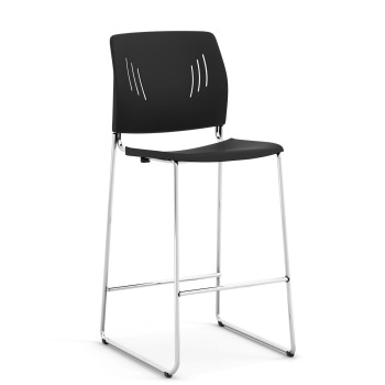 tall black metal and plastic chair